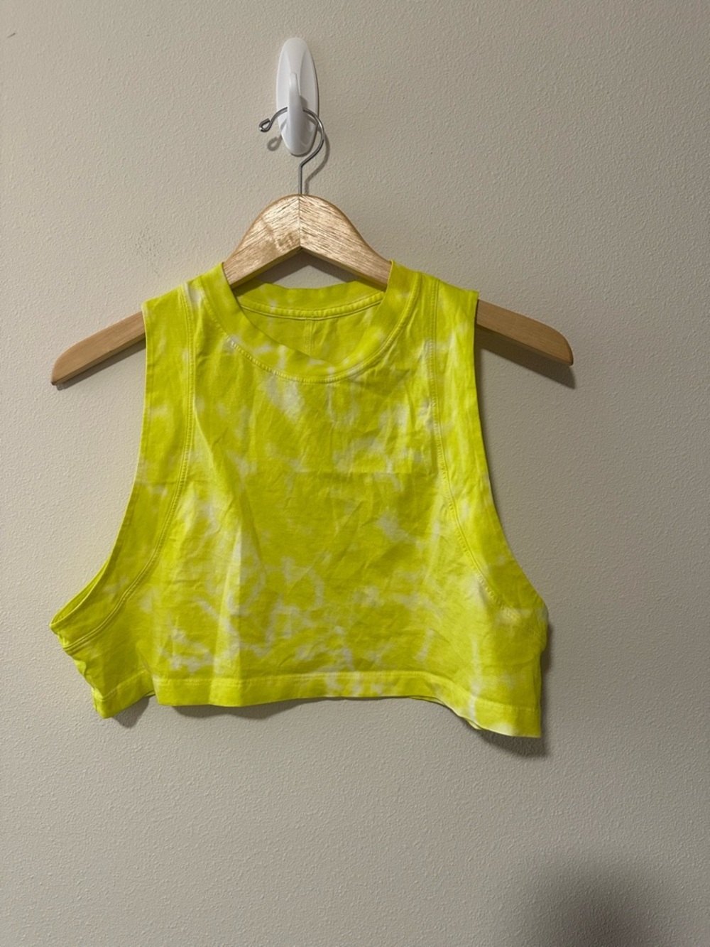 Lululemon All Yours Cropped Cotton Tank Top Marmoleado Tie Dye Highlight Yellow - Picture 2 of 5